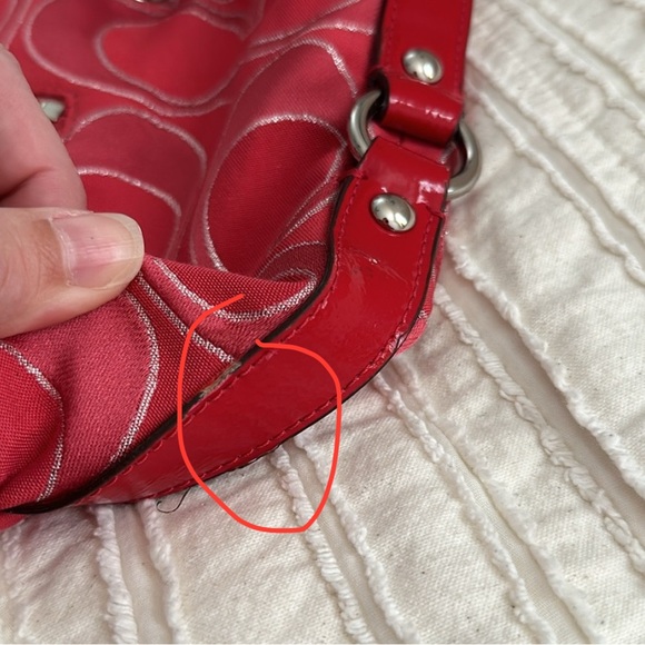 Coach Poppy Bucket Bag Canvas Red Monogram - Picture 6 of 13